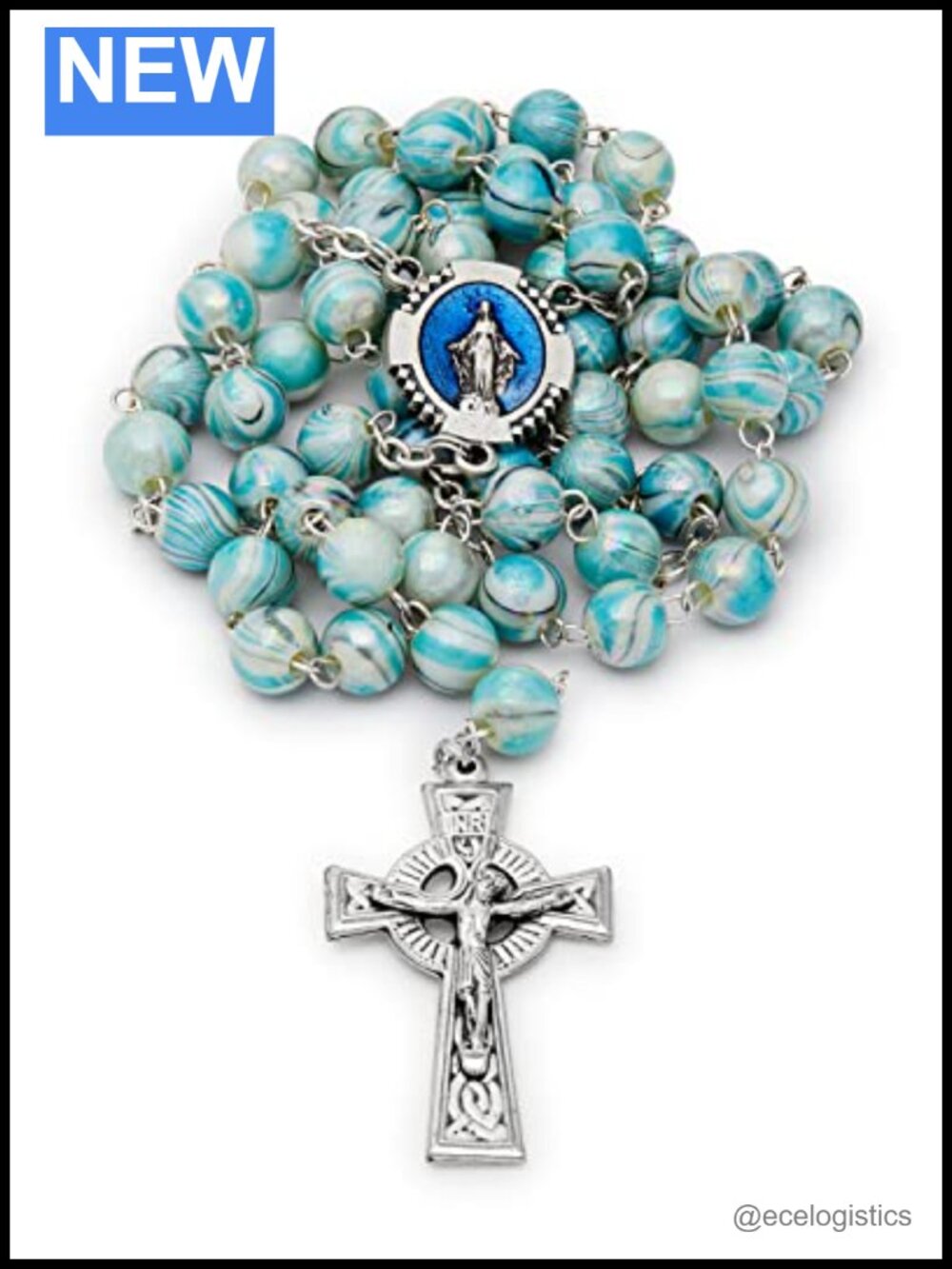 Catholic Rosary Beads Polymer Necklace Miraculous Medal Vatican Prayer